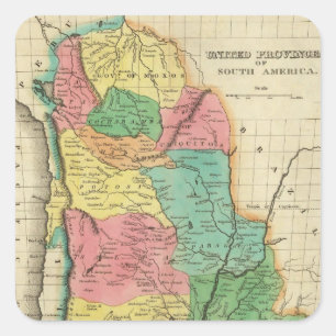 Sticker Carré Carte Des Provinces Unis D'Amérique Du Sud