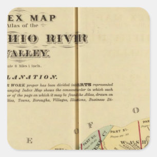 Sticker Carré Carte d'index à l'atlas de la rivière Ohio