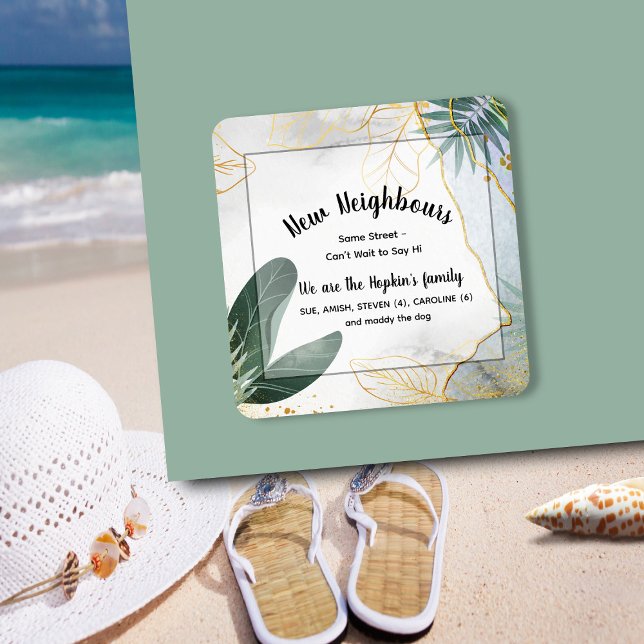 Sticker Carré Carte d'introduction personnalisée pour un nouveau (Créateur téléchargé)