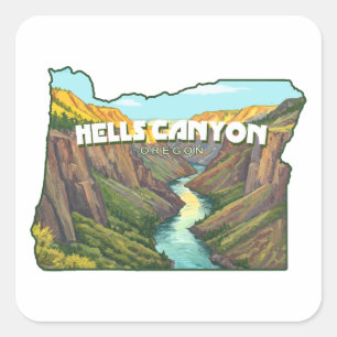 Sticker Carré Carte du canyon Hells Oregon