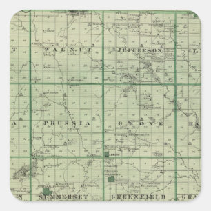 Sticker Carré Carte du comté d'Adair, état de l'Iowa