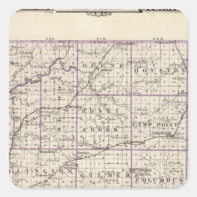 Sticker Carré Carte du comté d'Adams (Devant)