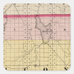 Sticker Carré Carte du comté d'Alcona, Michigan