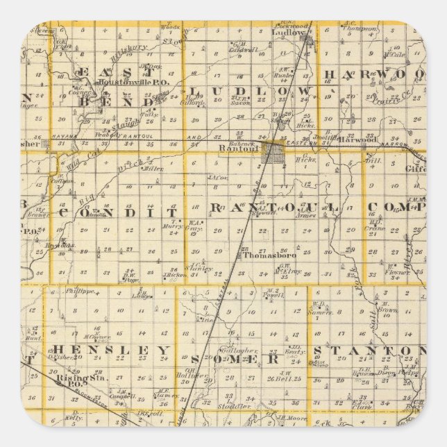 Sticker Carré Carte du comté de Champaign (Devant)