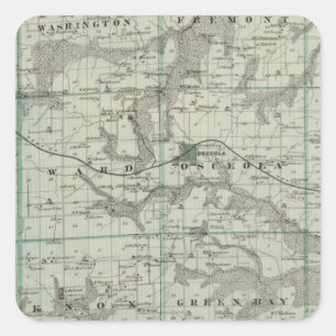 Sticker Carré Carte du comté de Clarke, État de l'Iowa