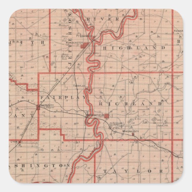 Sticker Carré Carte du comté de Greene (Devant)