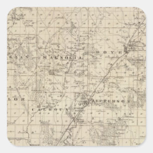 Sticker Carré Carte du comté de Harrison, État de l'Iowa