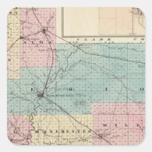 Sticker Carré Carte du comté de Jackson, Plat of Friendship
