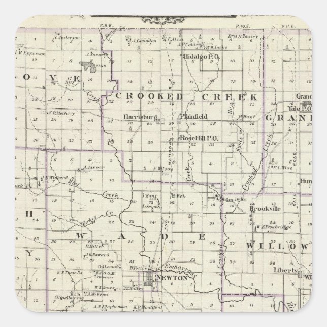 Sticker Carré Carte du comté de Jasper, Lawrenceville (Devant)