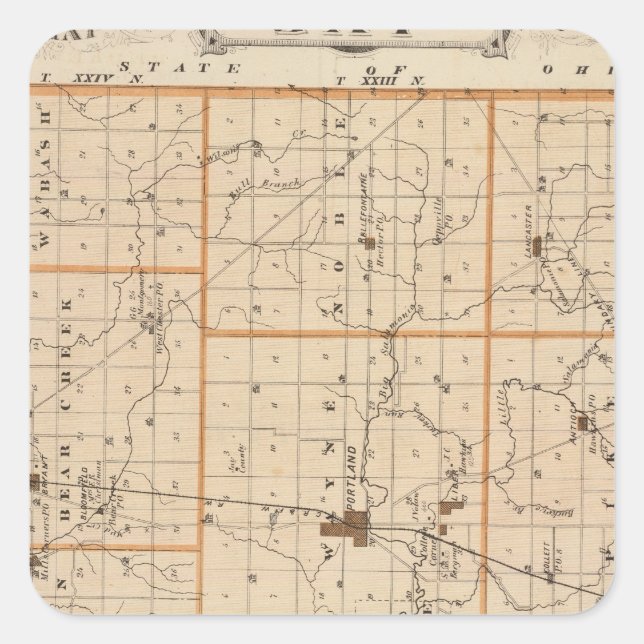 Sticker Carré Carte du comté de Jay (Devant)