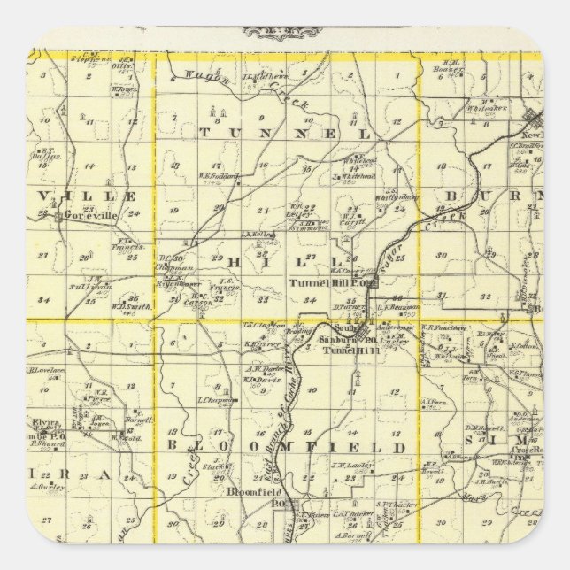 Sticker Carré Carte du comté de Johnson et de Vienne (Devant)