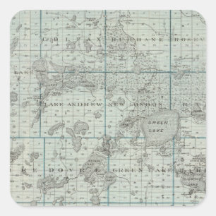 Sticker Carré Carte du comté de Kandiyohi, Minnesota