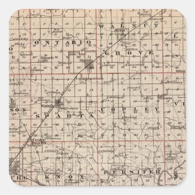 Sticker Carré Carte du comté de Knox (Devant)