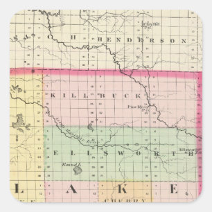 Sticker Carré Carte du comté de Lake, Michigan