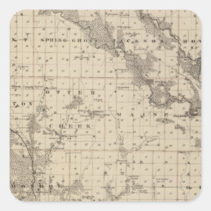 Sticker Carré Carte du comté de Linn, état de l'Iowa