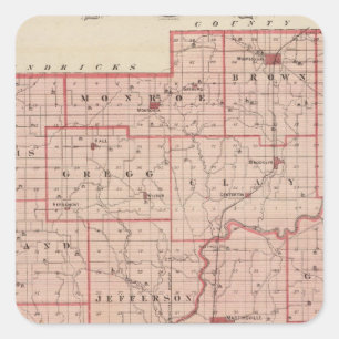 Sticker Carré Carte du comté de Morgan avec Mooresville