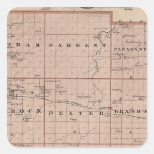 Sticker Carré Carte du comté de Mower, Minnesota