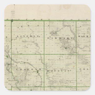 Sticker Carré Carte du comté de Polk, État de l'Iowa