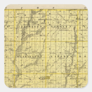 Sticker Carré Carte du comté de Ringgold, État de l'Iowa