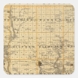 Sticker Carré Carte du comté de Story, État de l'Iowa