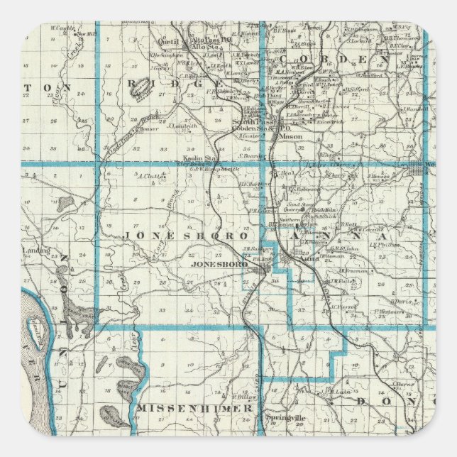 Sticker Carré Carte du comté de Union (Devant)