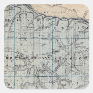 Sticker Carré Carte du comté de Wabasha, Minnesota