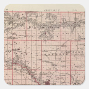 Sticker Carré Carte du comté de Washington, État de l'Iowa