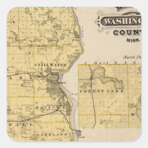 Sticker Carré Carte du comté de Washington, Minnesota
