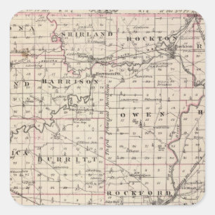 Sticker Carré Carte du comté de Winnebago et du Belvidere
