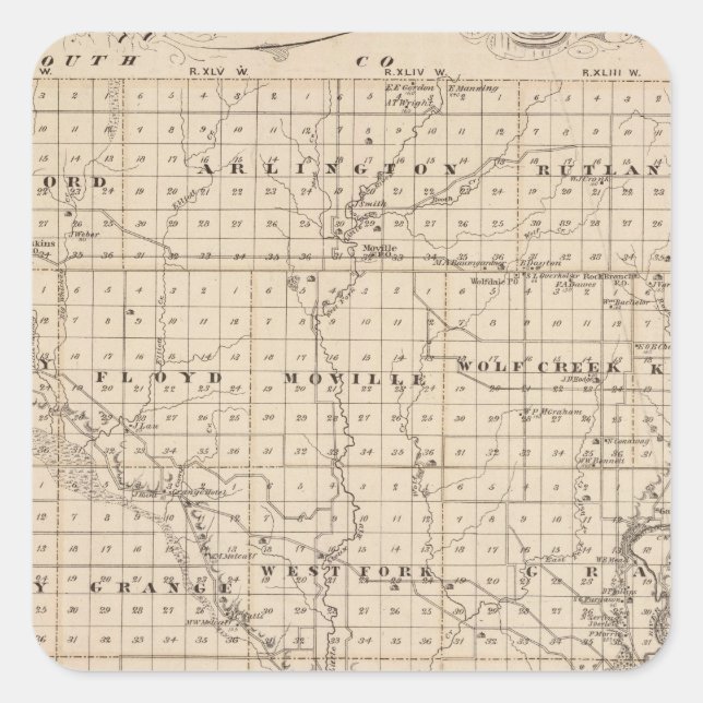 Sticker Carré Carte du comté de Woodbury, État de l'Iowa (Devant)