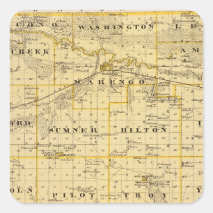 Sticker Carré Carte du comté d'Iowa, État de l'Iowa