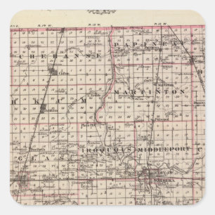 Sticker Carré Carte du comté d'Iroquois