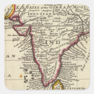 Sticker Carré Carte du continent des Indes orientales