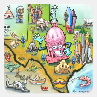 Sticker Carré Carte du dessin animé Austin Texas