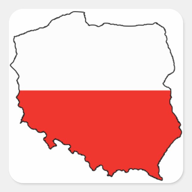 Sticker Carré Carte du drapeau de la Pologne (Devant)