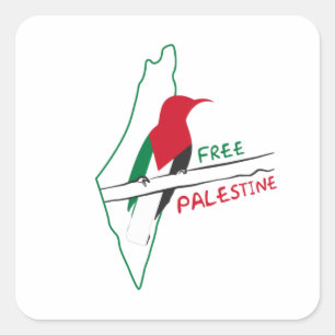 Sticker Carré Carte du drapeau palestinien