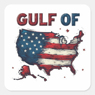 Sticker Carré Carte du golfe d'Amérique USA Trump USA Golfe du M