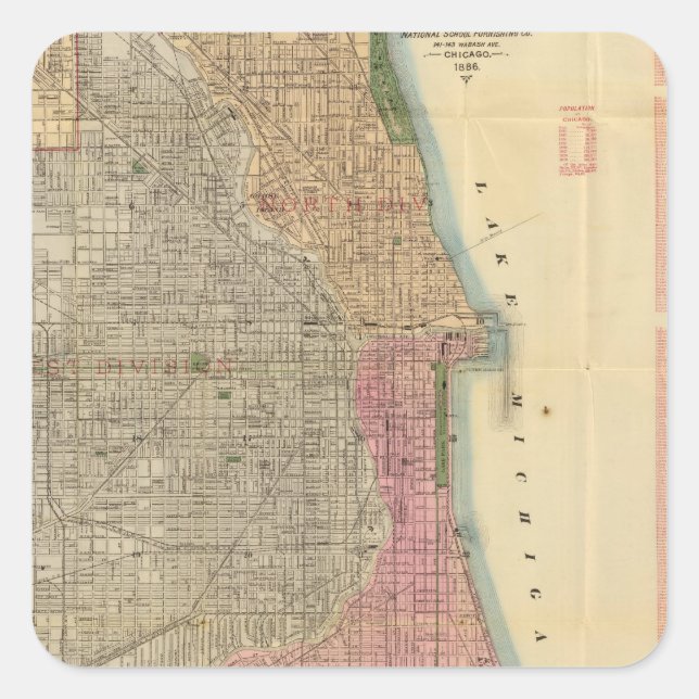 Sticker Carré Carte du guide Blanchard de Chicago (Devant)