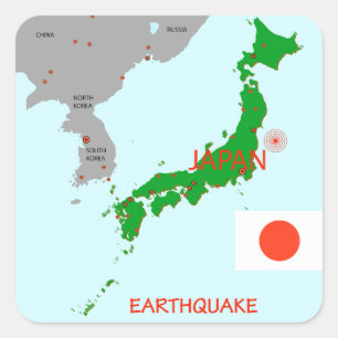 Sticker Carré Carte du Japon Séisme Activité Sismique