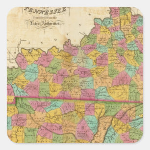 Sticker Carré Carte du Kentucky et du Tennessee