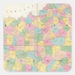 Sticker Carré Carte du Kentucky et du Tennessee