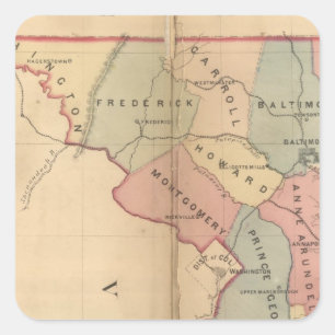 Sticker Carré Carte du Martenet du Maryland, Atlas Edition