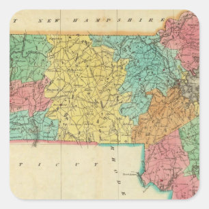 Sticker Carré Carte Du Massachusetts