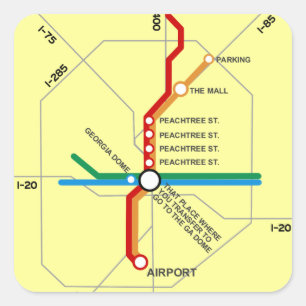 Sticker Carré Carte du métro Atlanta utile