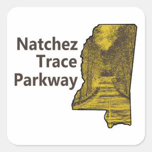 Sticker Carré Carte du Mississippi Natchez Trace Parkway