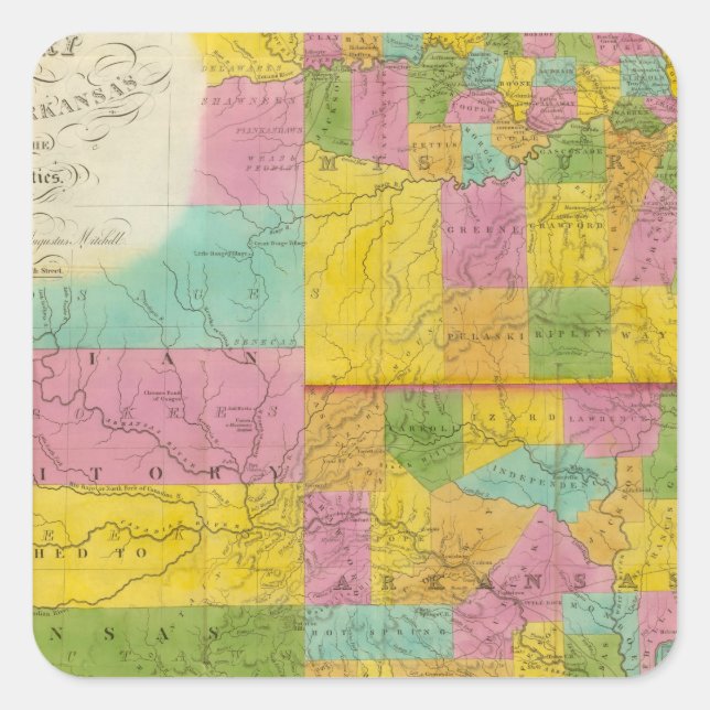 Sticker Carré Carte du Missouri (Devant)