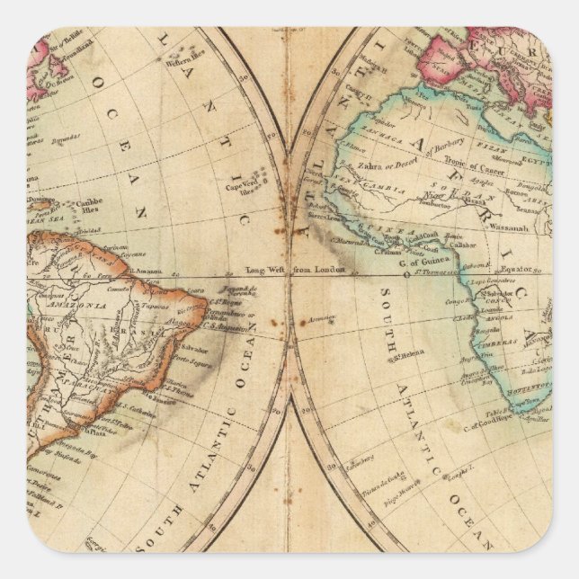 Sticker Carré Carte du monde 3 (Devant)