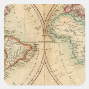 Sticker Carré Carte du monde 3