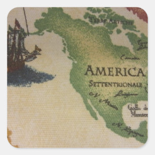Sticker Carré Carte du monde - Amérique