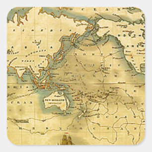 Sticker Carré Carte du monde antique